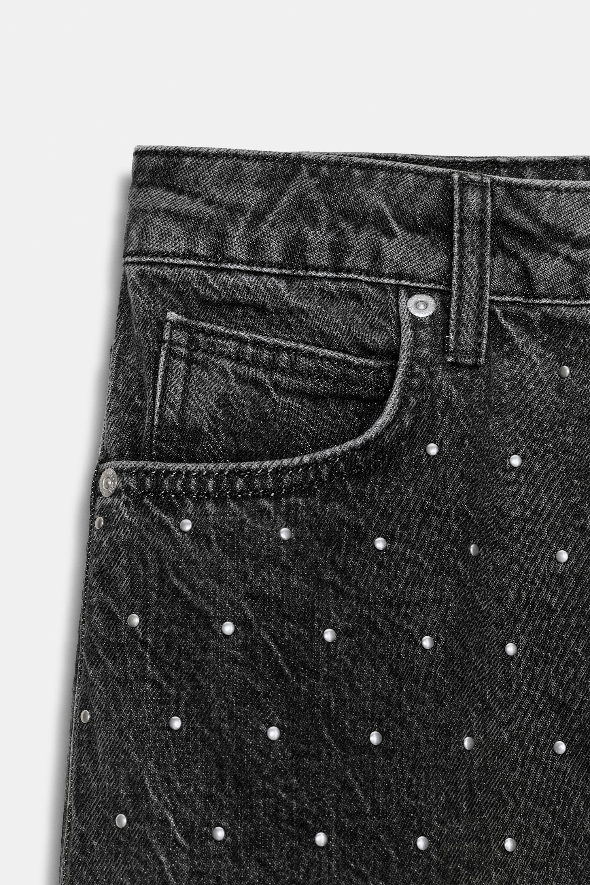 Z1975 HIGH WAIST LOOSE STRAIGHT JEANS WITH SPARKLE